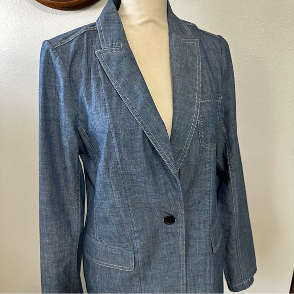 J.Crew blue chambray jacket size 6 - Picture 3 of 14
